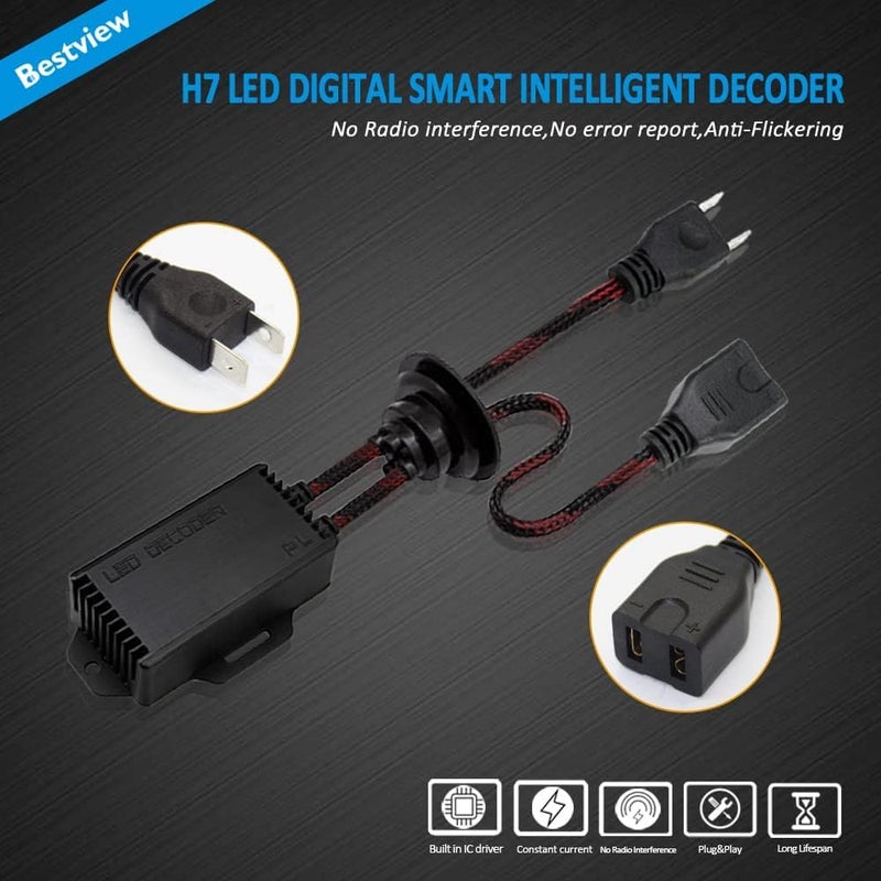 Best View H7 LED Light Canbus Decoder Anti Flicker Harness, Resistor Decoders Error Free, LED Warning Canceller Resistor Adapter, Pack of 2 - Image 3